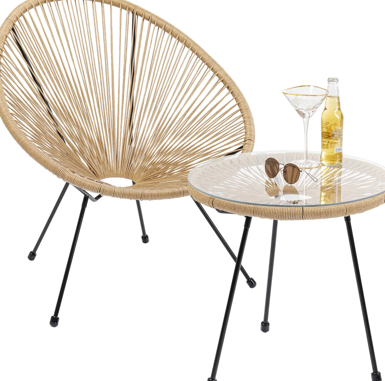 Fashion KARE Design Fotel ogrodowy brązowy nogi metalowe czarne - KARE