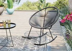Best KARE Design Fotel ogrodowy bujany czarny nogi stalowe 73x85 cm - KARE