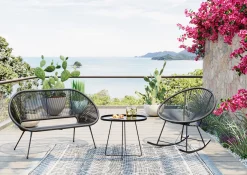 Best KARE Design Fotel ogrodowy bujany czarny nogi stalowe 73x85 cm - KARE