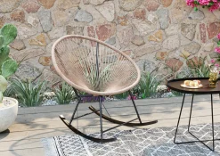 Sale KARE Design Fotel ogrodowy bujany naturalny nogi stalowe czarne 73x85 cm - KARE