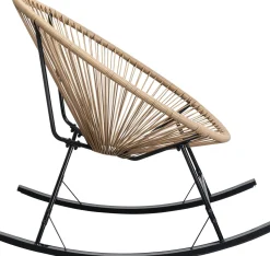 Sale KARE Design Fotel ogrodowy bujany naturalny nogi stalowe czarne 73x85 cm - KARE