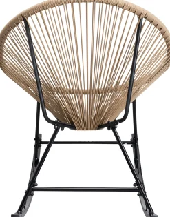 Sale KARE Design Fotel ogrodowy bujany naturalny nogi stalowe czarne 73x85 cm - KARE