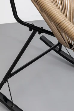 Sale KARE Design Fotel ogrodowy bujany naturalny nogi stalowe czarne 73x85 cm - KARE