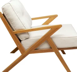 Hot KARE Design Fotel ogrodowy siedzisko kremowe 80x74 cm nogi drewno akacjowe - KARE