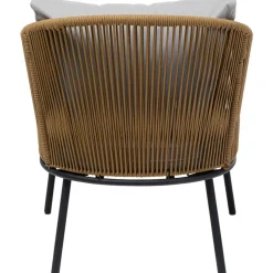 Hot KARE Design Fotel ogrodowy w kolorze naturalnym siedzisko szare 84x81 cm nogi czarne - KARE