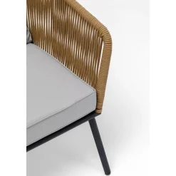 Hot KARE Design Fotel ogrodowy w kolorze naturalnym siedzisko szare 84x81 cm nogi czarne - KARE