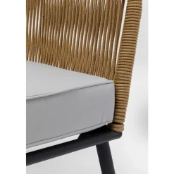 Hot KARE Design Fotel ogrodowy w kolorze naturalnym siedzisko szare 84x81 cm nogi czarne - KARE