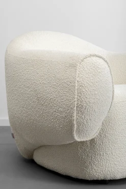 Clearance KARE Design Fotel szeroki tkanina boucle w kolorze kremowym 110x89 cm - KARE