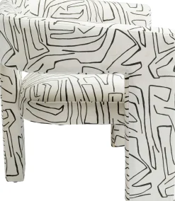 Fashion KARE Design Fotel Tripod 70x71 cm biały - czarne wzory - KARE