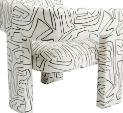 Fashion KARE Design Fotel Tripod 70x71 cm biały - czarne wzory - KARE