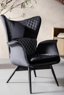 Best KARE Design Fotel Tudor Velvet 78x100 cm czarny - KARE