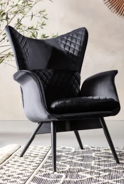 Best KARE Design Fotel Tudor Velvet 78x100 cm czarny - KARE