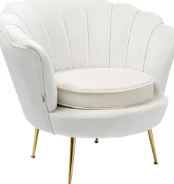 Outlet KARE Design Fotel welurowy nowoczesny beżowy muszelka nogi złote 83x77 cm - KARE