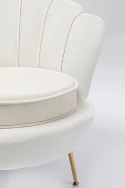 Outlet KARE Design Fotel welurowy nowoczesny beżowy muszelka nogi złote 83x77 cm - KARE