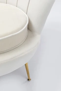 Outlet KARE Design Fotel welurowy nowoczesny beżowy muszelka nogi złote 83x77 cm - KARE