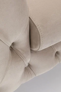 Hot KARE Design Fotel welurowy pikowany beżowy glamour nogi czarne 120x70 cm - KARE