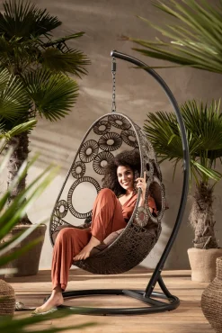 New KARE Design Fotel wiszący Ibiza 104x203 cm brązowy - KARE