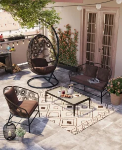 New KARE Design Fotel wiszący Ibiza 104x203 cm brązowy - KARE