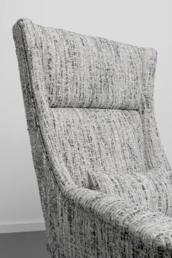 Outlet KARE Design Fotel wysoki tkanina melanżowa szara nogi czarne ze stali 115 cm - KARE