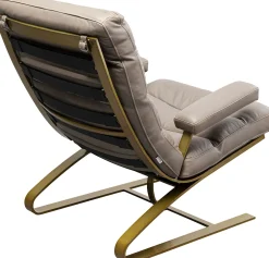 Hot KARE Design Fotel z podnóżkiem skóra semianilinowa nogi stalowe 73x90 cm - KARE