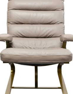 Hot KARE Design Fotel z podnóżkiem skóra semianilinowa nogi stalowe 73x90 cm - KARE