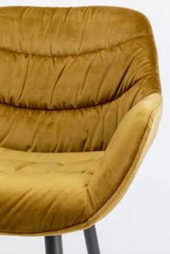 Hot KARE Design Hoker aksamitny żółty z oparciem i podłokietnikami 69 cm - KARE