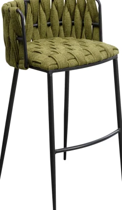 Discount KARE Design Hoker w kolorze ciemnozielonym rama czarna stalowa 77 cm - KARE