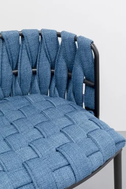 Discount KARE Design Hoker w kolorze niebieskim rama czarna stalowa 77 cm - KARE