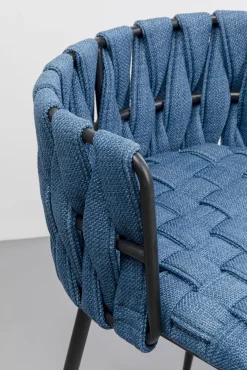 Discount KARE Design Hoker w kolorze niebieskim rama czarna stalowa 77 cm - KARE