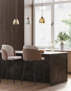 Clearance KARE Design Hoker welurowy beżowy nogi czarno-złote 50x99 cm - KARE