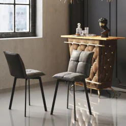 Hot KARE Design Hoker z obrotowym siedziskiem pikowany brązowy nogi stal 69 cm - KARE