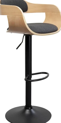 New KARE Design Hoker z regulacją wysokości naturalne drewno i sklejka noga czarna stalowa 64-85 cm - KARE
