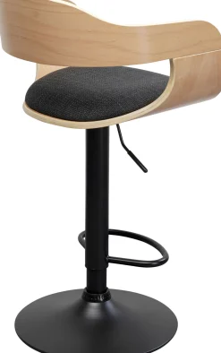 New KARE Design Hoker z regulacją wysokości naturalne drewno i sklejka noga czarna stalowa 64-85 cm - KARE