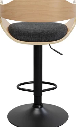 New KARE Design Hoker z regulacją wysokości naturalne drewno i sklejka noga czarna stalowa 64-85 cm - KARE