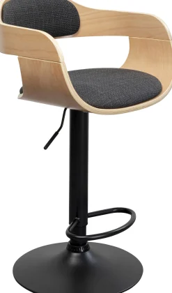 New KARE Design Hoker z regulacją wysokości naturalne drewno i sklejka noga czarna stalowa 64-85 cm - KARE