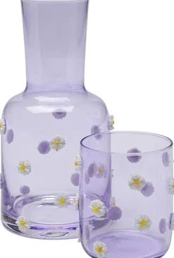 Online KARE Design Karafka szklana fioletowa wzór kwiatowy 755 ml - KARE