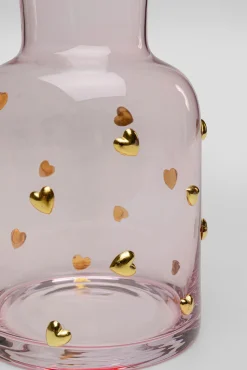 Hot KARE Design Karafka szklana różowa wzór złote serduszka 755 ml - KARE