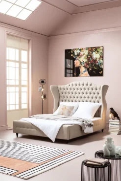 Outlet KARE Design Łóżko City Spirit 160x200 cm beżowe - KARE