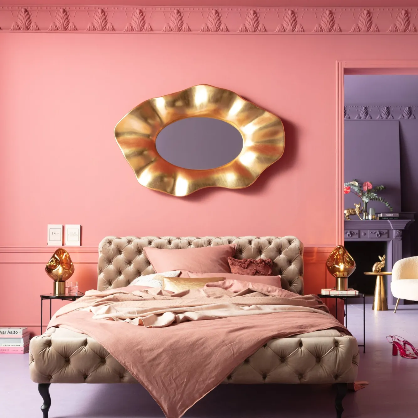 Sale KARE Design Łóżko Desire Velvet 160x200 cm ecru - KARE