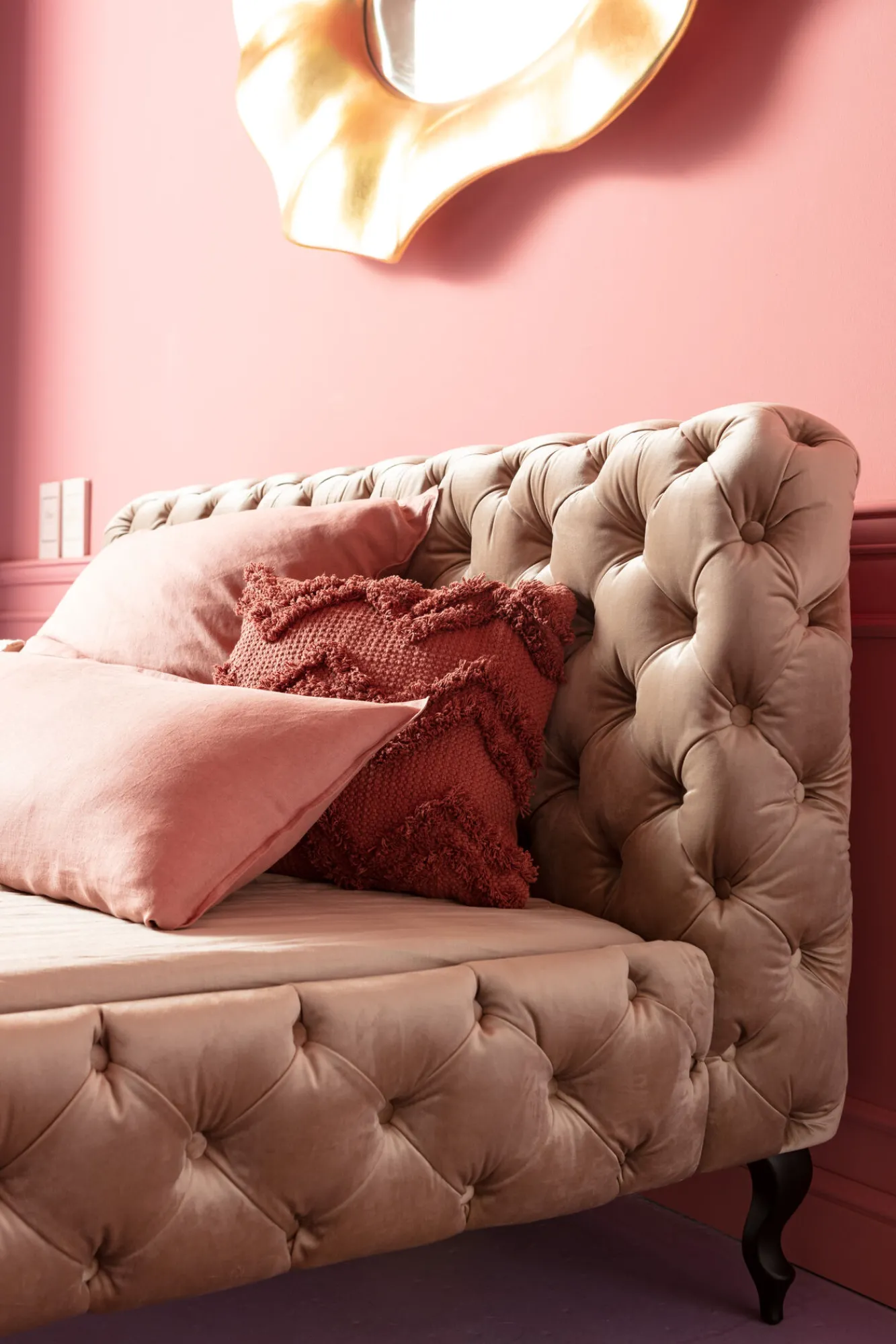 Sale KARE Design Łóżko Desire Velvet 160x200 cm ecru - KARE