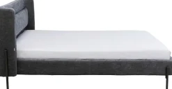 Fashion KARE Design Łóżko podwójne tapicerowane szare nogi czarne stalowe 160x200 cm - KARE