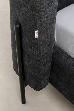 Fashion KARE Design Łóżko podwójne tapicerowane szare nogi czarne stalowe 160x200 cm - KARE