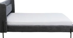 Outlet KARE Design Łóżko podwójne tapicerowane szare nogi czarne stalowe 180x200 cm - KARE