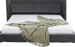 Outlet KARE Design Łóżko podwójne tapicerowane szare nogi czarne stalowe 180x200 cm - KARE