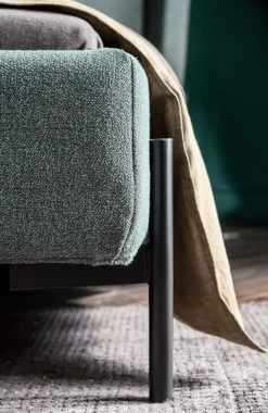 Online KARE Design Łóżko podwójne tapicerowane zielone nogi czarne stalowe 180x200 cm - KARE