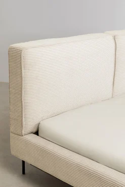 Clearance KARE Design Łóżko podwójne z zagłówkiem kremowe nogi czarne 160x200 cm - KARE