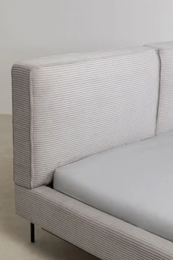 Sale KARE Design Łóżko podwójne z zagłówkiem szare nogi czarne 160x200 cm - KARE