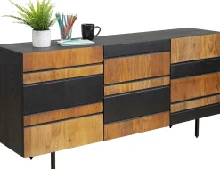 Clearance KARE Design Komoda do salonu 3-drzwiowa czarno-naturalna drewno i fornir 160x75 cm - KARE