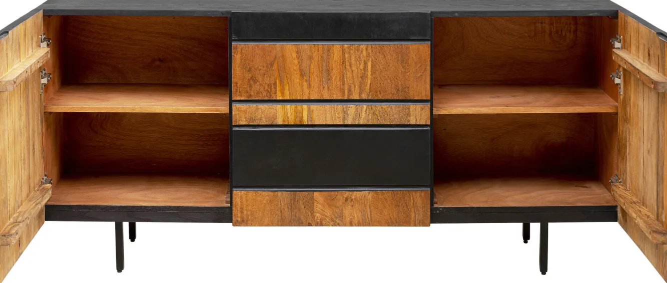 Clearance KARE Design Komoda do salonu 3-drzwiowa czarno-naturalna drewno i fornir 160x75 cm - KARE