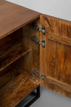 Outlet KARE Design Komoda drewniana czterodrzwiowa boho podstawa czarna 177x75 cm - KARE